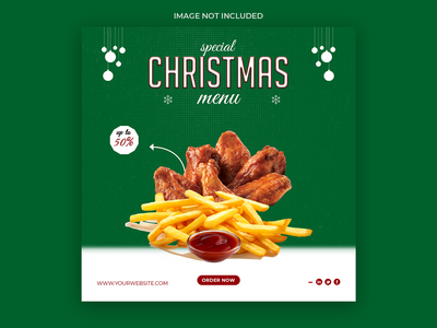 餐厅美味菜单模板的圣诞社交媒体帖子(Christmas social media post for restuarant delicious menu template)