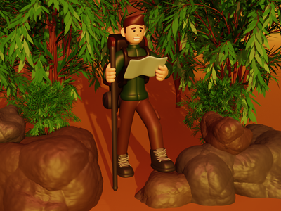 3D 插图徒步旅行(3D Illustration hiking)