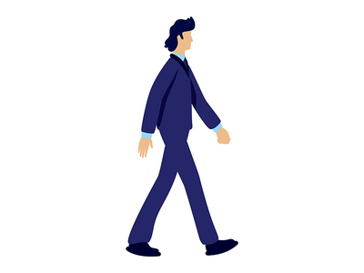 深蓝色西装半平面彩色矢量字符的自信办公室经理(Confident office manager in dark blue suit semi flat color vector character)