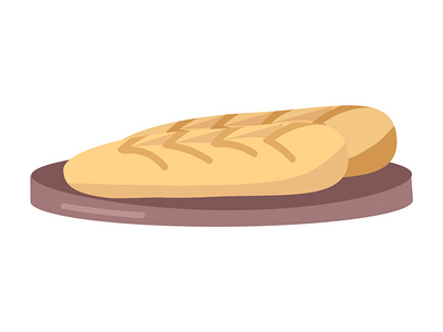 面包半平面颜色矢量对象(Bread semi flat color vector object)