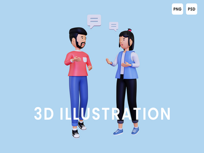 3d 男人和女人正在交谈(3d Man and woman are having a conversation)
