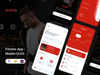 Boldfit - 健身应用程序 UI 套件(Boldfit - A Fitness Apps UI Kit)