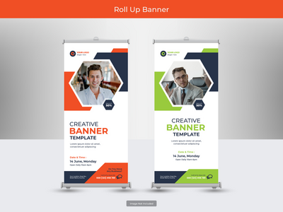 企业卷起横幅或传单社交媒体帖子模板(Corporate roll up banner or flyer social media post template)