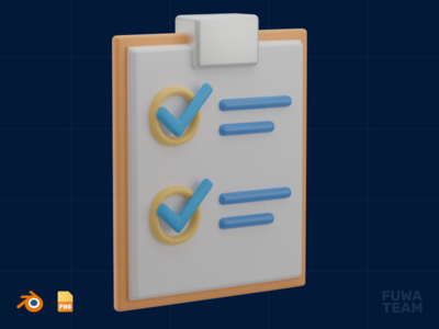 清单 - 3D 设计思维插图(Checklist - 3D Design Thinking Illustration)