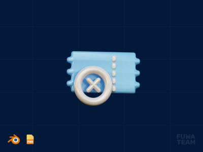 已取消的机票 - 3D 空状态插图（正面）(Cancelled Ticket - 3D Empty State Illustration (front))