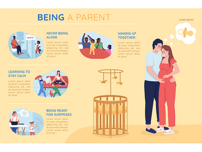 作为父平面颜色矢量图模板(Being a parent flat color vector infographic template)