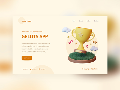 带有奖杯云和讲台草的竞赛应用程序(competition app with a trophy cloud and podium grass)