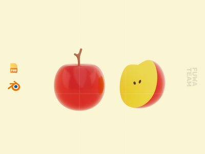 可爱的 3D 水果插画包 - 苹果（正面）(Cute 3D Fruit Illustration Pack - Apple (front))