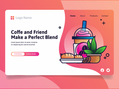与朋友一起喝咖啡做一个完美的混合登陆页面概念(Coffee with Friend Make a Perfect Blend Landing Page Concept)