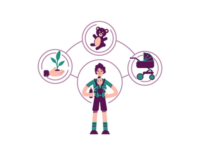 照顾者原型平面概念矢量图(Caregiver archetype flat concept vector illustration)