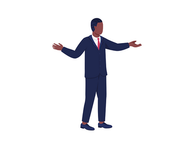 商人半平面颜色矢量字符(Business man semi flat color vector character)