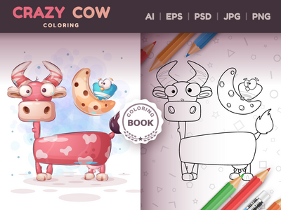 Crazy Cow - 孩子们的游戏，图画书(Crazy Cow - Game For Kids, Coloring Book)