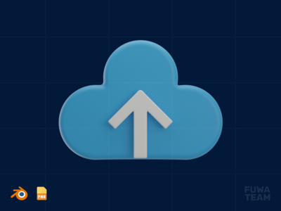 云上传 - 3D SEO 插图（正面）(Cloud Upload - 3D SEO Illustration (front))