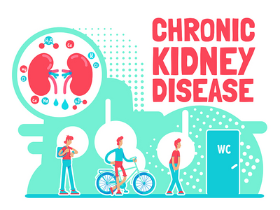 慢性肾病海报平面矢量模板(Chronic kidney disease poster flat vector template)