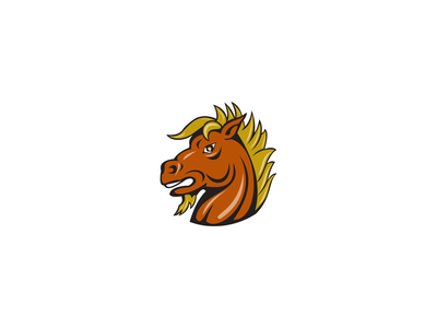 愤怒的种马头卡通(Angry Stallion Head Cartoon)