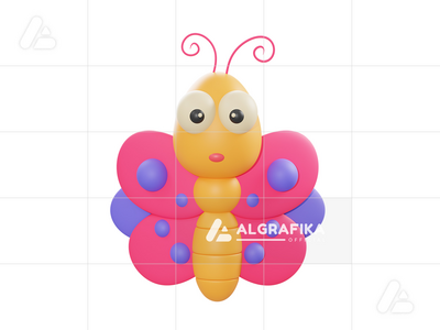 可爱的蝴蝶 3d 图(Cute butterfly 3d illustration)