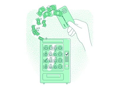 无现金支付细线概念矢量图(Cashless payment thin line concept vector illustration)