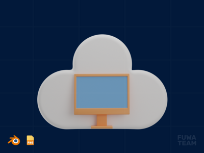 云计算 - 3D 设计思维插图（正面）(Cloud Computing - 3D Design Thinking Illustration (front))