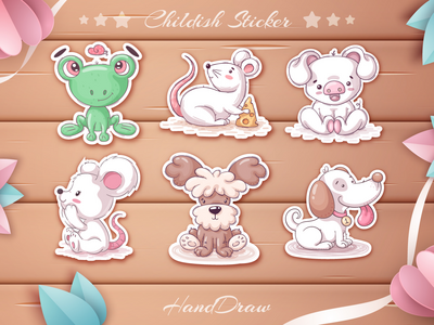 可爱的卡通人物集动物(Adorable Cartoon Character set animal)