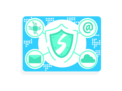 云电子邮件安全半平面彩色矢量对象(Cloud email security semi flat color vector object)