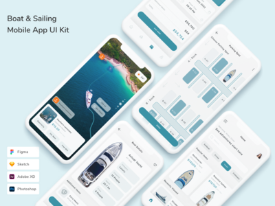 船和帆船移动应用程序 UI 套件(Boat & Sailing Mobile App UI Kit)