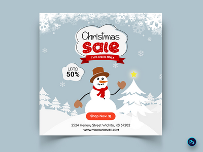 圣诞特卖提供社交媒体模板(Christmas Sale Offers Social Media Templates)