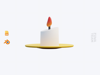 Burning Candle - 3D 万圣节图标包（正面）(Burning Candle - 3D Halloween Icon Pack (front))