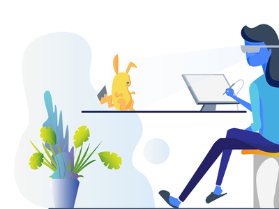 AR 技术数字设计师插画(AR Technology Digital Designer Illustrattion)