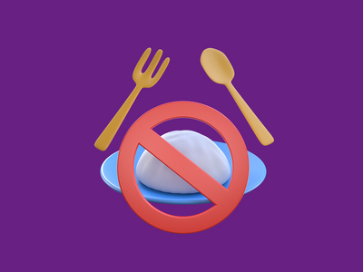 3D 渲染斋月图标禁食禁食(3D Rendering Ramadan Icon no eat for fasting)