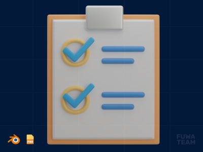 清单 - 3D 设计思维插图（正面）(Checklist - 3D Design Thinking Illustration (front))