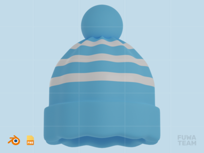 豆豆 - 3D 冬季插图（正面）(Beanie - 3D Winter Season Illustration (front))