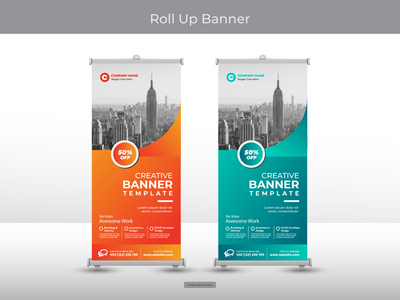 企业卷起横幅或传单社交媒体帖子模板(Corporate roll up banner or flyer social media post template)