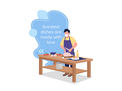 具有扁平字符的烹饪矢量引号框(Culinary vector quote box with flat character)
