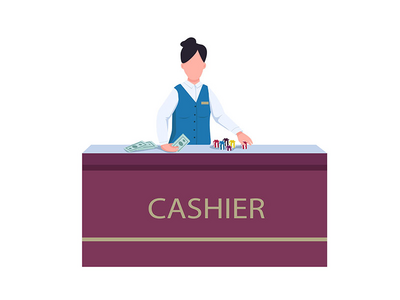 收银员平面颜色矢量不露面字符(Cashier flat color vector faceless character)