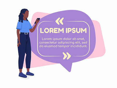 与具有扁平字符的浪漫伴侣约会应用程序矢量报价框的连接(Connection with romantic partner dating app vector quote box with flat character)