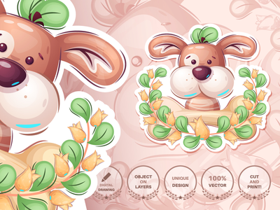 卡通人物可爱的小狗-无缝模式(Cartoon character adorable puppy- seamless pattern)