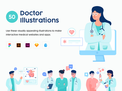 50 医生插图集(50 Doctor Illustration Set)