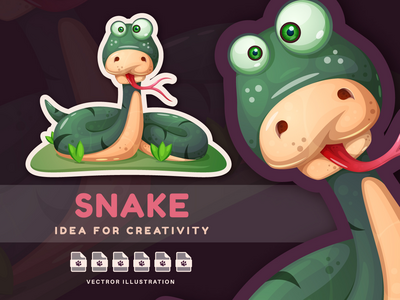 疯狂的蛇 - 可爱的贴纸(Crazy Snake - Cute Sticker)
