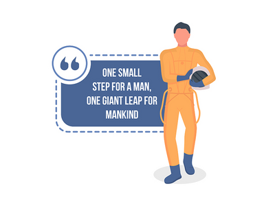 具有扁平字符的宇航员矢量报价框(Astronaut vector quote box with flat character)