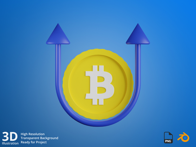 比特币上涨率-Cyptocurrency 挖掘 3Dd 插图(Bitcoin Up Rate - Cyptocurrency Mining 3Dd Illustration)