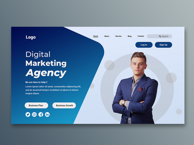 企业网站登陆页面创意横幅模板(Corporate website landing page creative banner template)