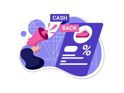 现金返还广告图标平面插图用于获取优惠券折扣(cashback ads icon flat Illustration for get vouchers discounts)