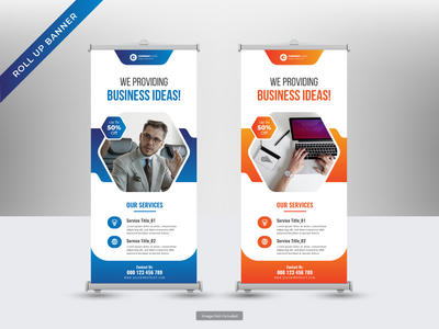企业卷起横幅或传单社交媒体帖子模板(Corporate roll up banner or flyer social media post template)