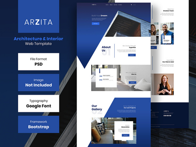 ARZITA - 建筑与室内网页登陆页面 Psd 模板(ARZITA - Architecture & Interior Web Landing Page Psd Template)