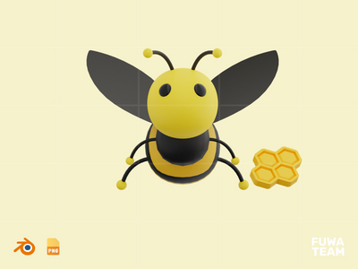 蜜蜂 - 可爱的 3D 动物（正面）(Bee - Cute 3D Animal (front))