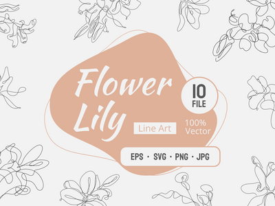 抽象花百合单线艺术绘画奇异美学极简主义(Abstract Flower Lily one line art drawing singulart aesthetic minimalist)