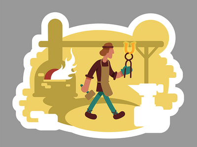 工匠 2D 矢量网页横幅、海报(Craftsman 2D vector web banner, poster)