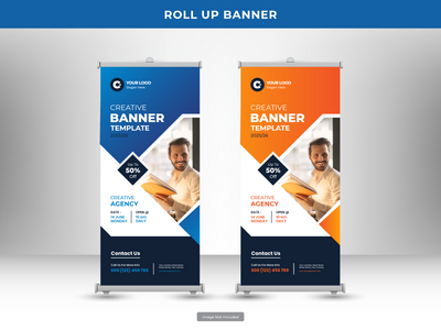 企业卷起横幅或传单社交媒体帖子模板(Corporate roll up banner or flyer social media post template)