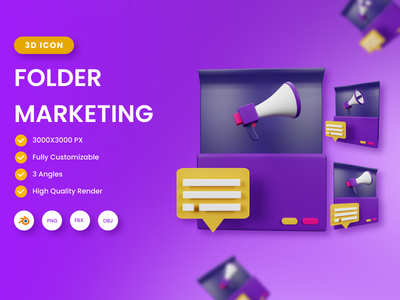 3D 文件夹营销图(3D Folder Marketing illustration)