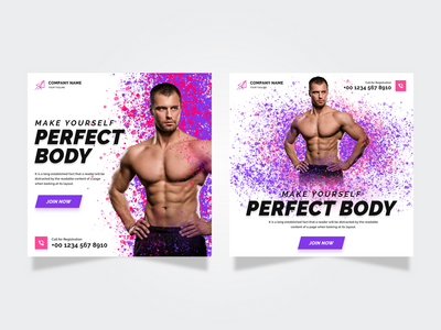 创意现代健身房运动社交横幅模板(Creative Modern Gym Sports Social Banner Template)